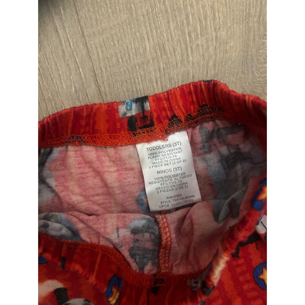 Thomas & Friends Blue Red Pajama Set Toddler 3T Plaid Fleece Train 2-Pack - Picture 3 of 5